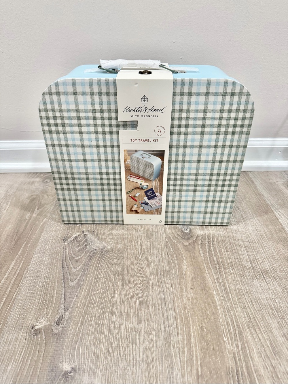 NEW Hearth & Hand Magnolia Toy Travel Kit 11 Piece Plaid Suitcase Set